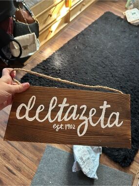 Rustic Wood Sorority Sign in White on Brown